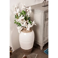 25" Gray Stoneware Coastal Style Vase