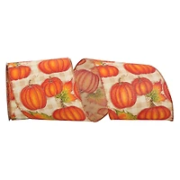 Reliant 4" x 10yd. Wired Natural Pumpkin Gingham Sparkle Ribbon