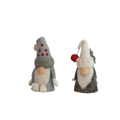 Hello Honey® 4" Handmade Wool Felt Gnome Bottle Topper Set