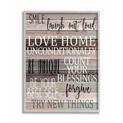 Stupell Industries Inspirational Be You Phrases on Wood Grain Brown Black Text in Gray Frame Wall Art