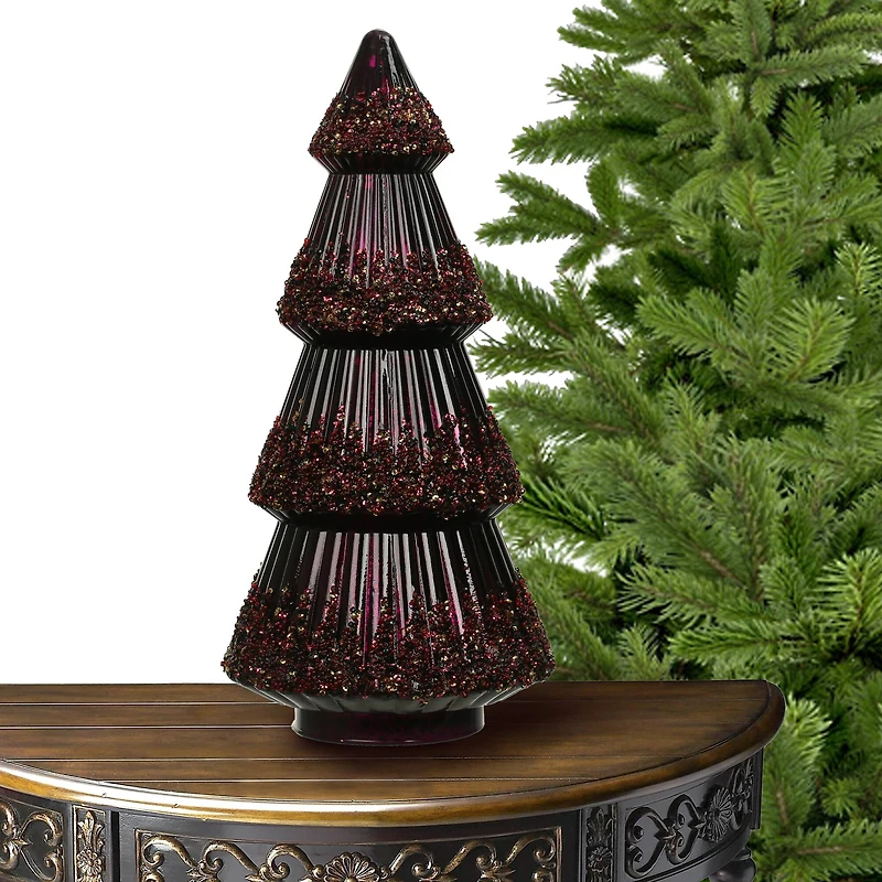 Burgundy Glass Tree Tabletop Décor by Ashland