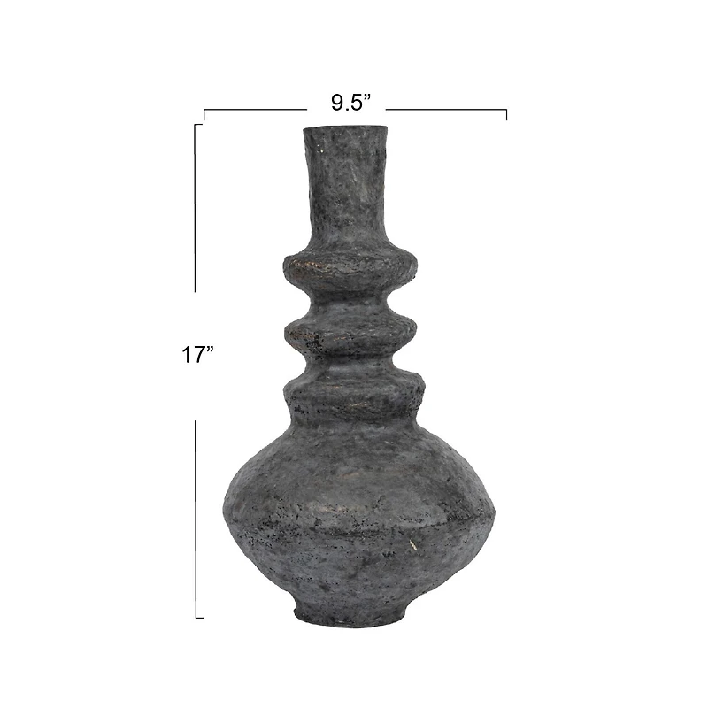 Hello Honey® 17" Black & Gold Tall Decorative Handmade Paper Mache Vase