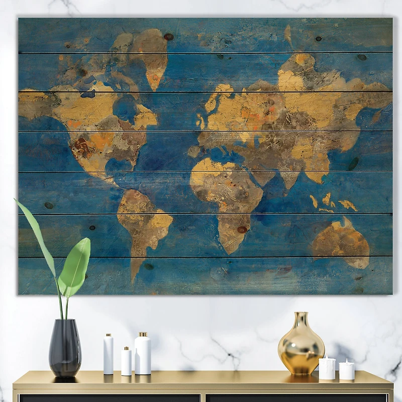 Designart - Golden Glam World Map