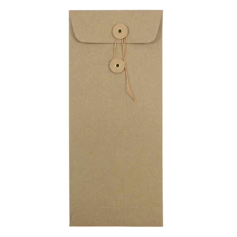 JAM Paper #10 Brown Kraft Paper Bag Business Button & String Closure Premium Envelopes, 50ct.