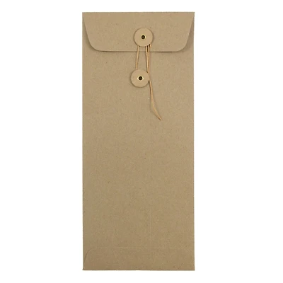 JAM Paper #10 Brown Kraft Paper Bag Business Button & String Closure Premium Envelopes, 50ct.