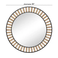 Black Metal Bohemian Wall Mirror, 31" x 2" x 31"