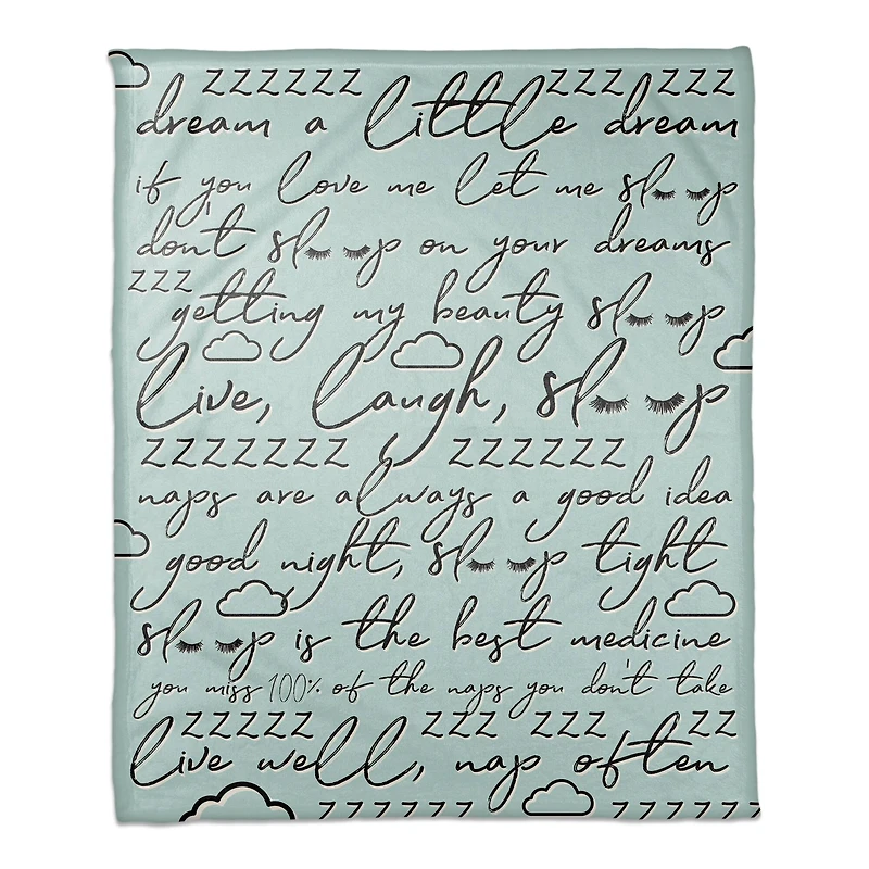 Blue Sleep Fleece Throw Blanket