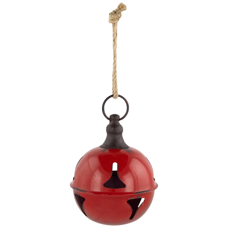 7" Red Metal Jingle Bell Hanging Christmas Decoration