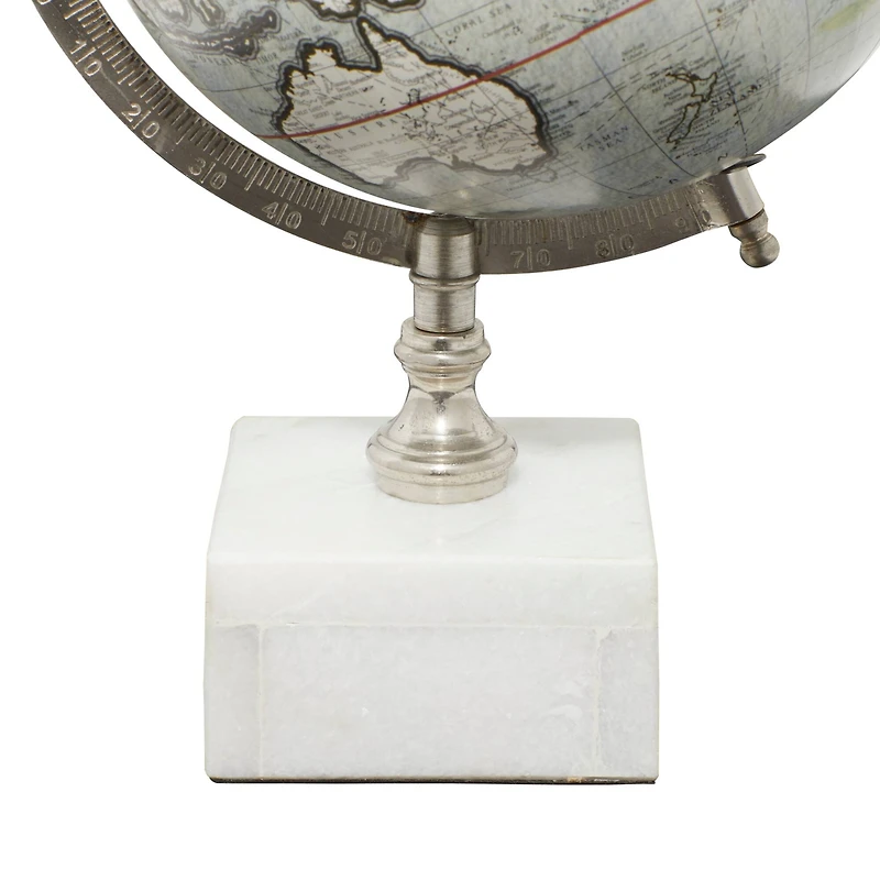 13" White Ceramic & Metal Contemporary Globe