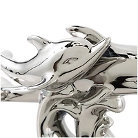 10" Silver Ceramic Dolphin Sculpture