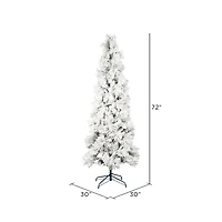 6ft. Unlit Flocked Atka Pine Pencil Artificial Christmas Tree