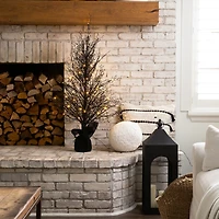 4ft. Pre-Lit LED Halloween Black Twig Artificial Fall Tree in Burlap Planter