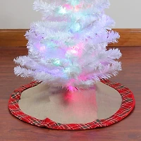 20" Burlap & Red Plaid Trim Mini Tree Skirt