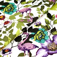 SINGER Light Flamingo & Flowers Print Ringspun Cotton Fabric
