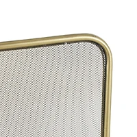 37.75" Gold Metal 1-Panel Living Room Fireplace Screen with Rounded Edges and Rectangular Base