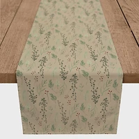 72" Brown Holiday Greenery Cotton Twill Runner