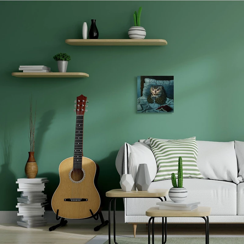 Stupell Industries Night Owl on Phone in Bed Funny Animal Canvas Wall Art