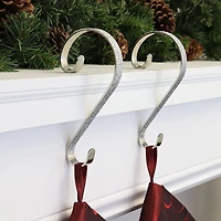 Haute Decor Stocking Scroll® Silver Glitter Stocking Holders