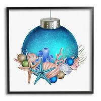Stupell Industries Nautical Sea Life Holiday Ornament Framed Giclee Art
