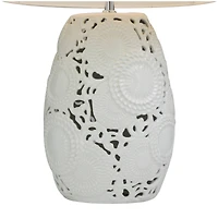 White Ceramic Cutout Floral Table Lamp 14" x 14" x 23"