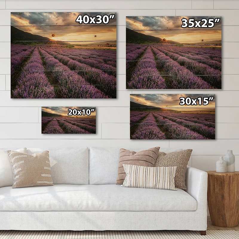 Designart - Sunrise & Dramatic Clouds Over Lavender Field VI