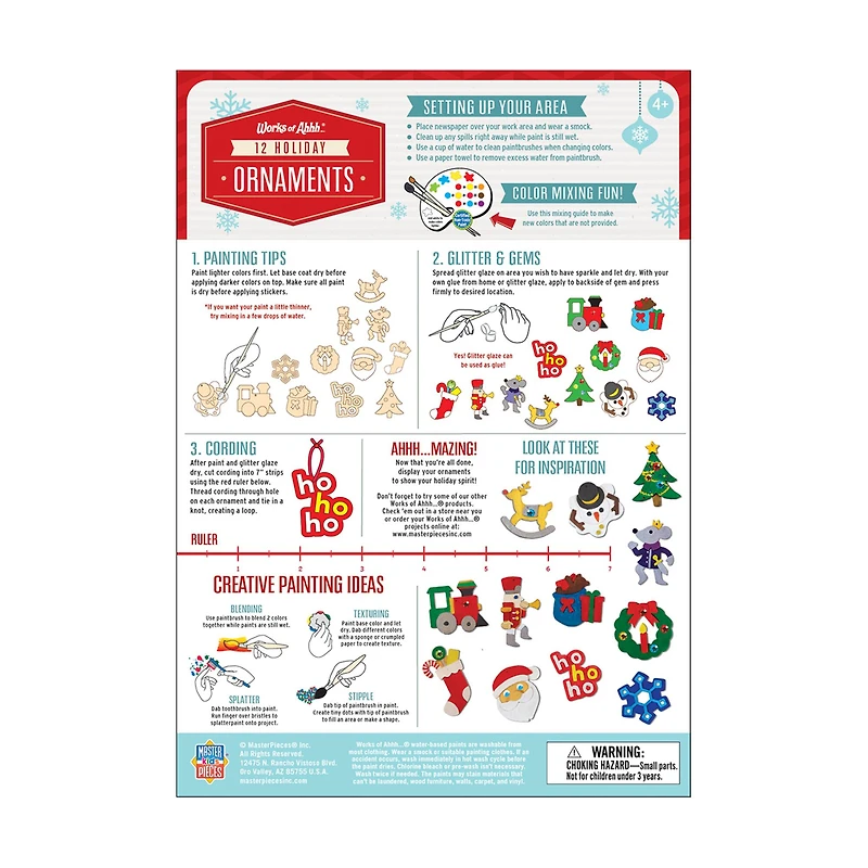 Works of Ahhh... Wood Painting Kit - 12 Holiday Ornaments