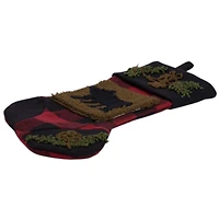 Glitzhome® 19" Plaid Hooked Bear Rug Stocking