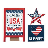 Glitzhome® Patriotic Americana Tabletop Sign Set