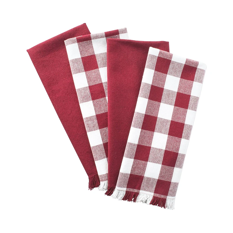 DII® Assorted Wine Heavyweight Fringed Dishtowel (Set of 4)