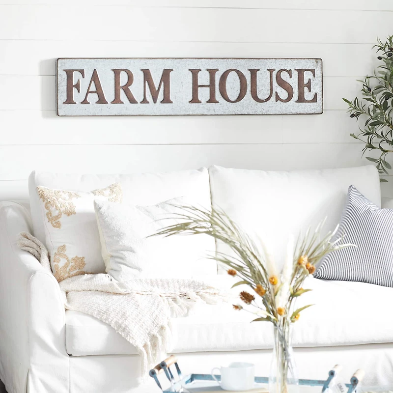 Brown & Silver Metal Farmhouse Sign Wall Décor