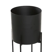 Black Metal Modern Stand Planter Set