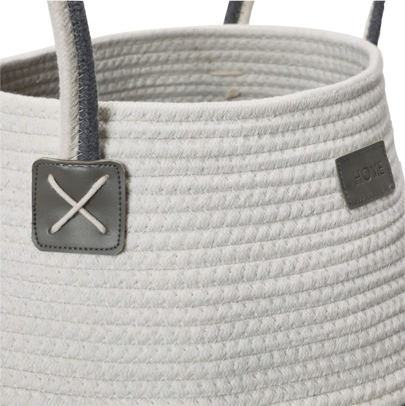 Household Essentials 15" Black & Ivory Bono Rope Basket