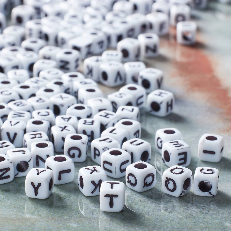 12 Packs: 400 ct. (4,800 total) White Pearl Plastic Alpha Block Bead Mix, 4.8mm by Bead Landing™