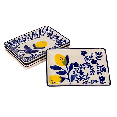 Hello Honey® Blue & Yellow Lemon Stoneware Plate, 12ct.
