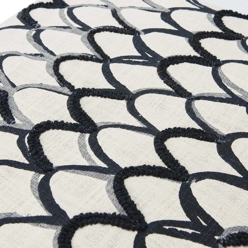 Hello Honey® White & Black Cotton Scallop Pattern Pillow