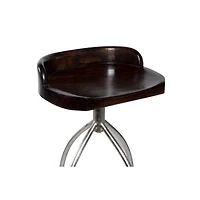 Brown Iron and Wood Contemporary Bar Stool, 33" x 16" x 12"