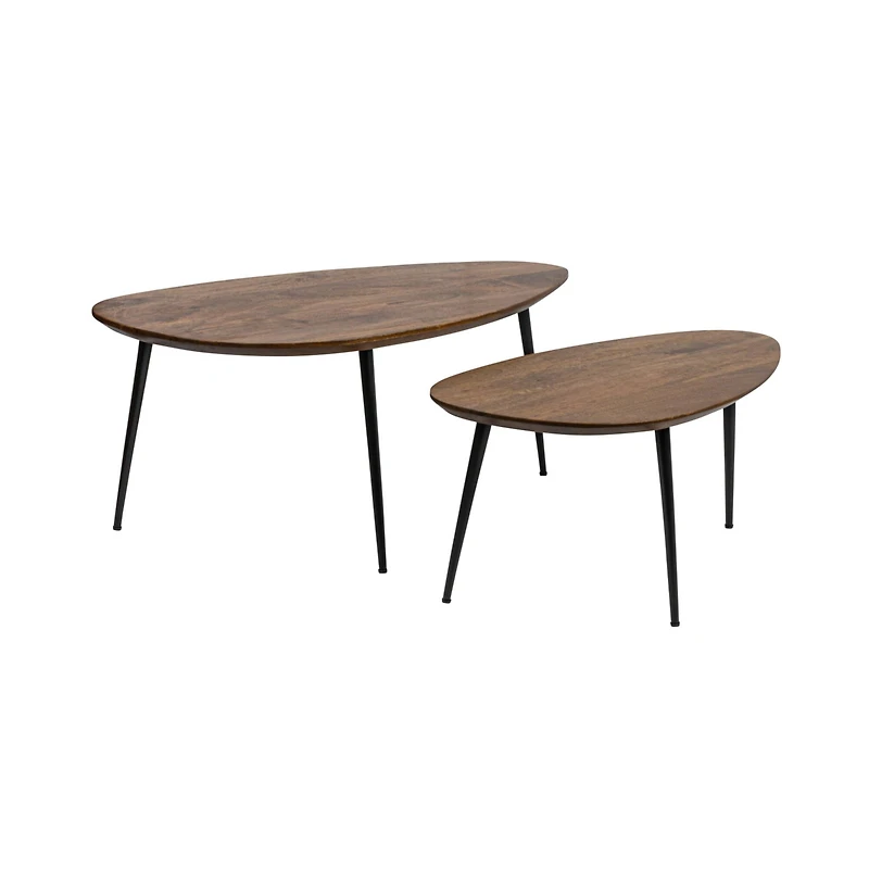 Hello Honey® Mid-Century Modern Wood & Metal Organic Shaped Nesting Table Set