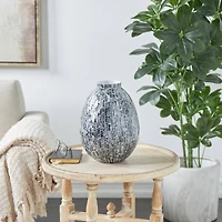 12" Gray Mother of Pearl Handmade Mosaic Inspired Vase