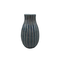 9" Navy Ribbed Ceramic Vase by Ashland®