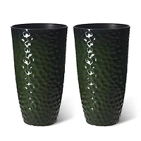Glitzhome® 23.75" Eco-Friendly Honeycomb Textured Green Tall Plastic Planters, 2ct.