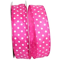 JAM Paper 1.5" x 50yd. Polka Dot Wired Satin Ribbon