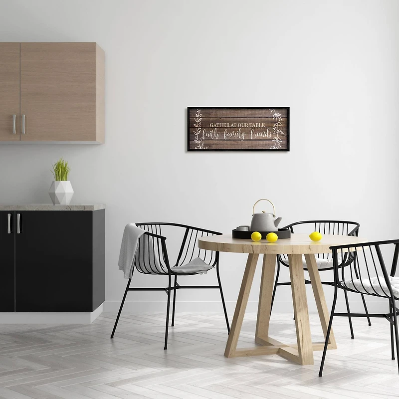 Stupell Industries Faith Family Friends Quote Wood Pattern Rustic Phrase Framed Wall Art