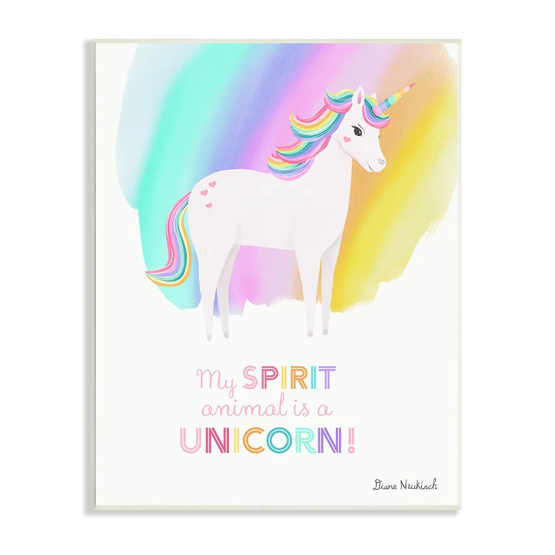 Stupell Industries Unicorn Spirit Animal Vivid Fantasy Rainbow Wall Plaque Art
