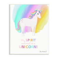 Stupell Industries Unicorn Spirit Animal Vivid Fantasy Rainbow Wall Plaque Art