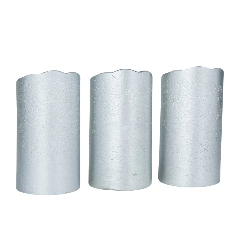 Silver Traditional Flameless Candle Set