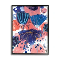 Stupell Industries Blue Orange Pink Blooming Playful Abstract Flowers Wall Art