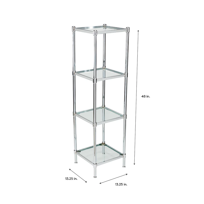 Organize It All Free Standing 4-Tier Glass Shelf Tower 