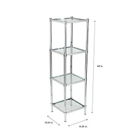 Organize It All Free Standing 4-Tier Glass Shelf Tower 