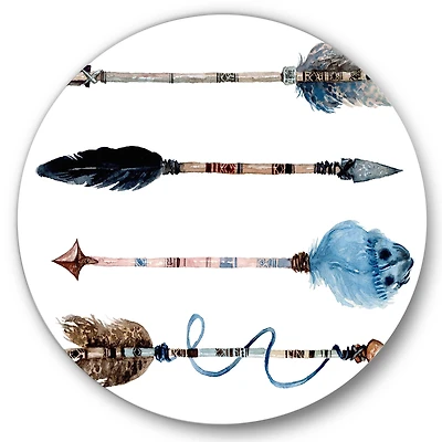 Designart - Ethnic Feathers and Flowers On Native Arrows IV