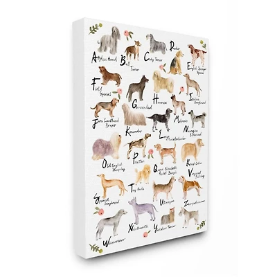 Stupell Industries Alphabet of Dogs with Florals Wall Art